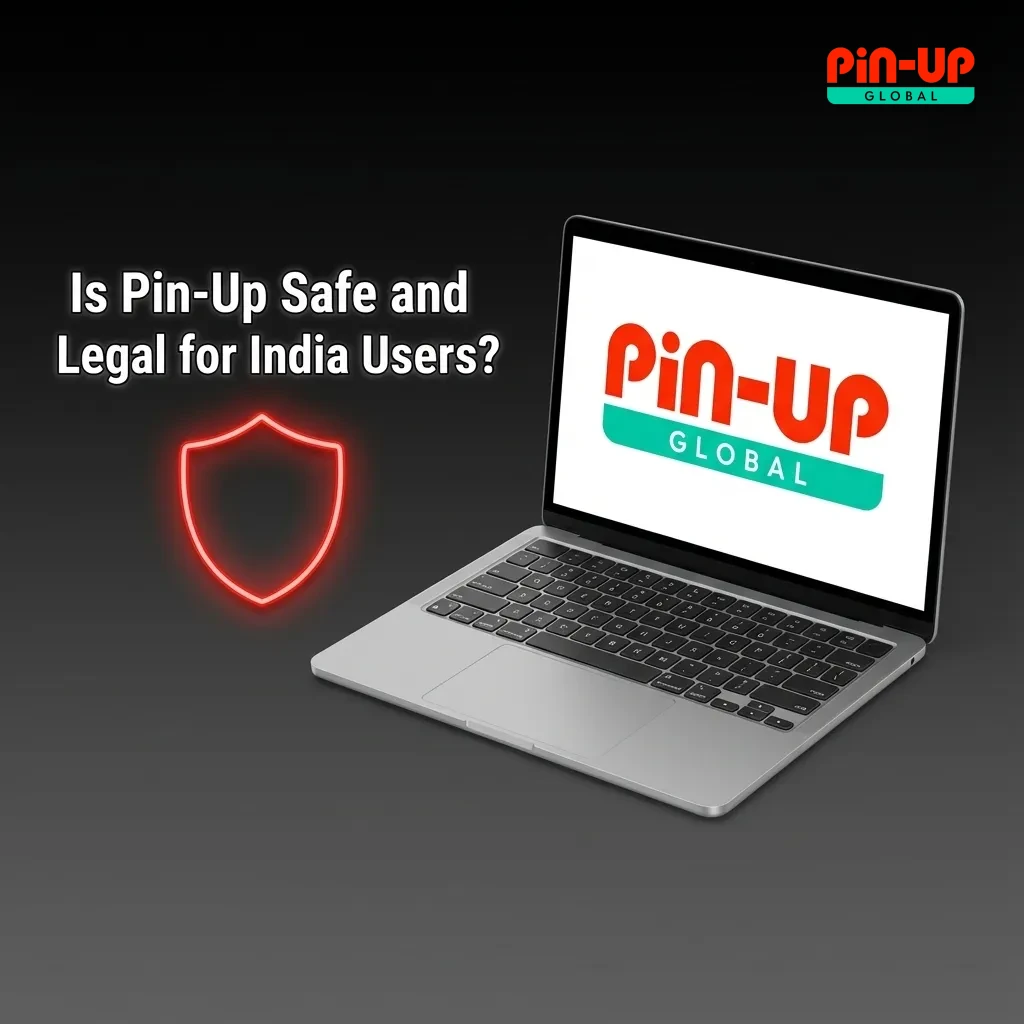 Illustration of Pin-Up platform with security icons and legal disclaimer about state-specific online betting rules in India