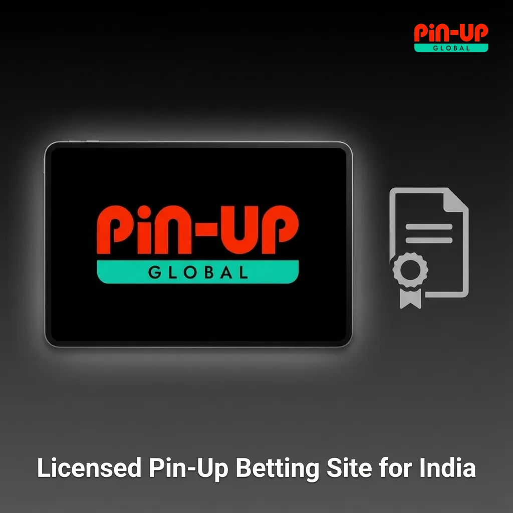 Pin-Up betting site licence banner showing Curacao eGaming 8048/JAZ and text on regulated online betting in India
