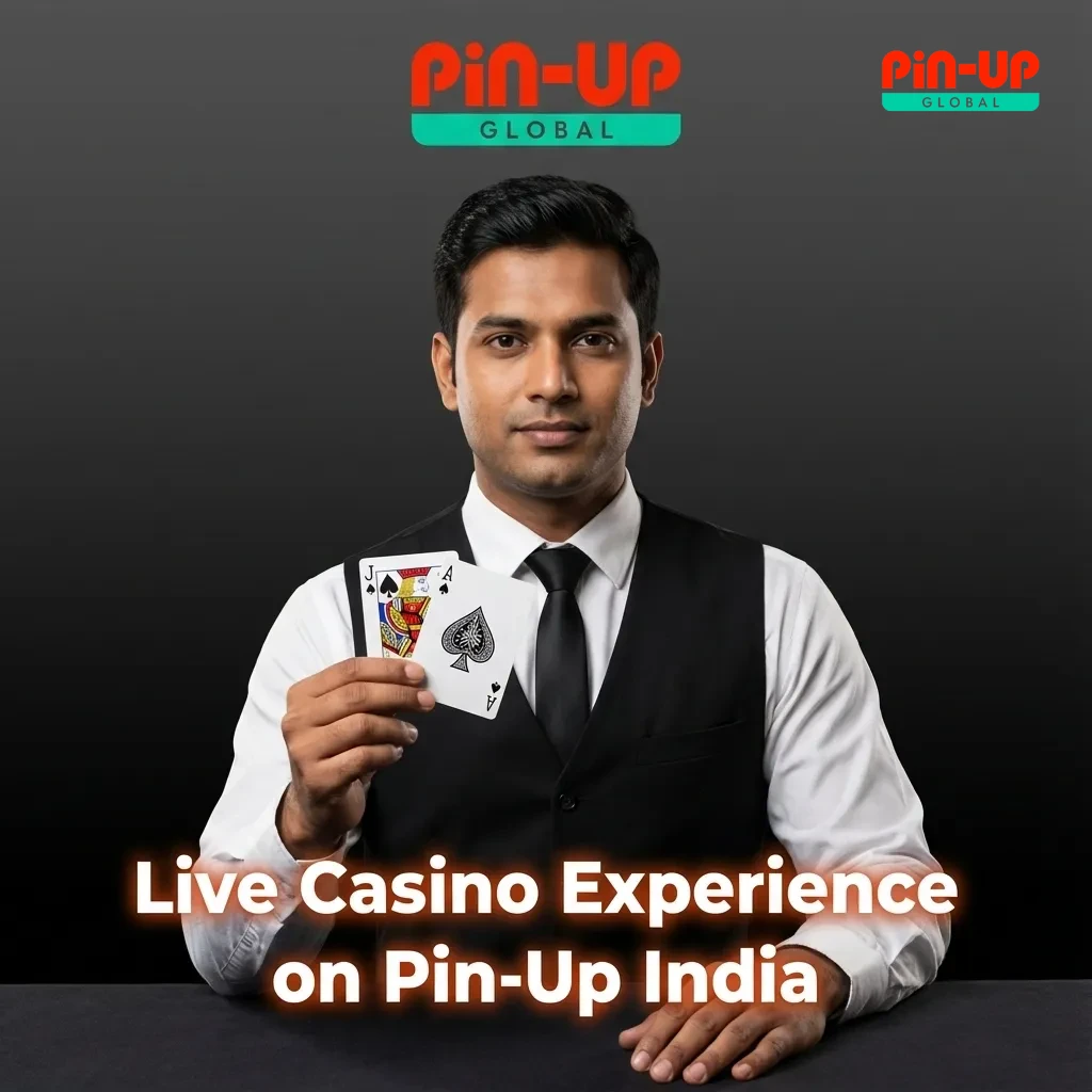 Player viewing Pin-Up India live casino on screen with real dealer at roulette table and game list visible