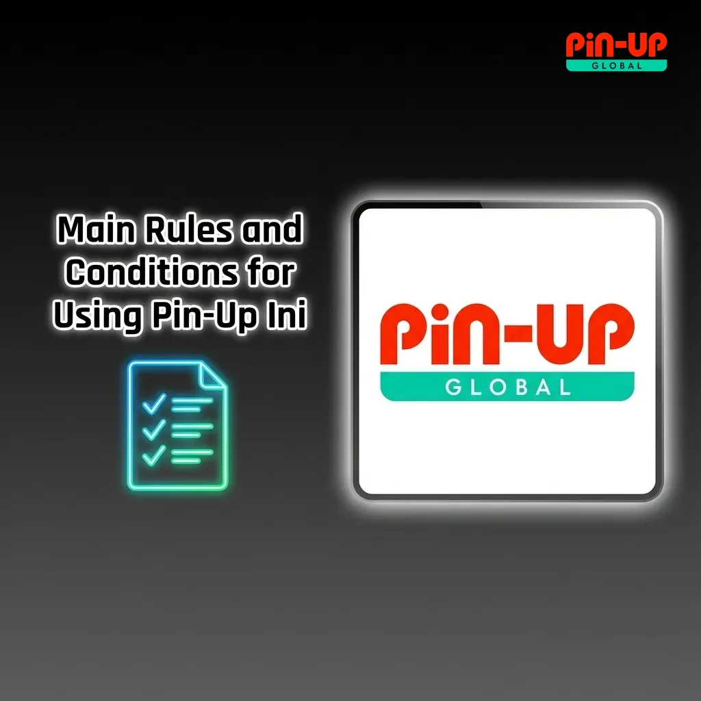 Infographic listing main rules and conditions for using Pin-Up India betting site on a dark themed background