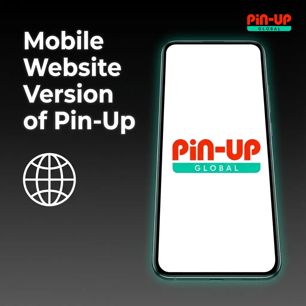 Smartphone showing Pin-Up mobile website with sports betting, casino games, and touch-friendly menus on a small screen