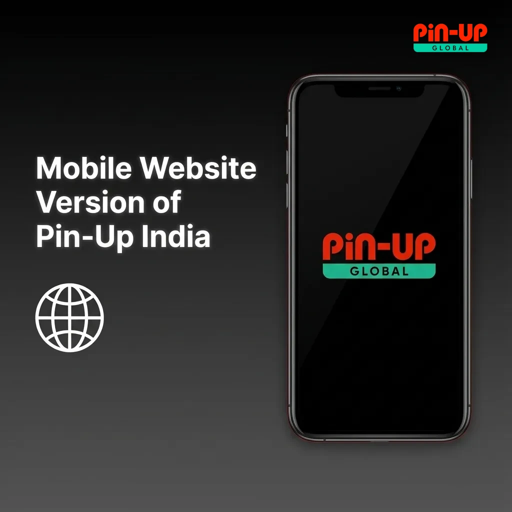 Smartphone showing Pin-Up India mobile website with betting, slots and simplified menu, optimized for Indian networks
