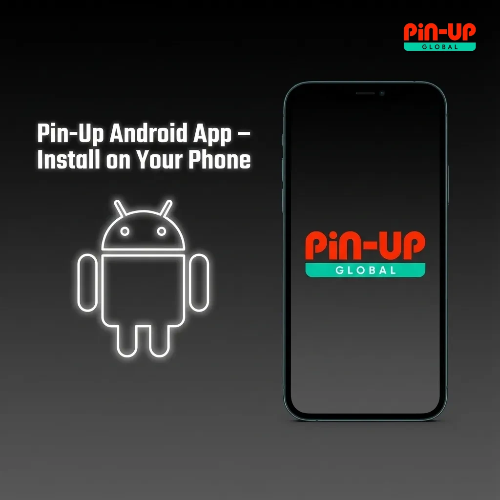 Smartphone screen showing steps to download, install, and open the Pin-Up Android betting app from the official website