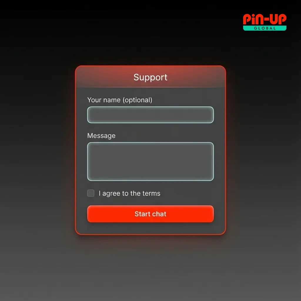 Pin-Up India 24/7 customer support screen showing live chat, email, and FAQ help options for betting users
