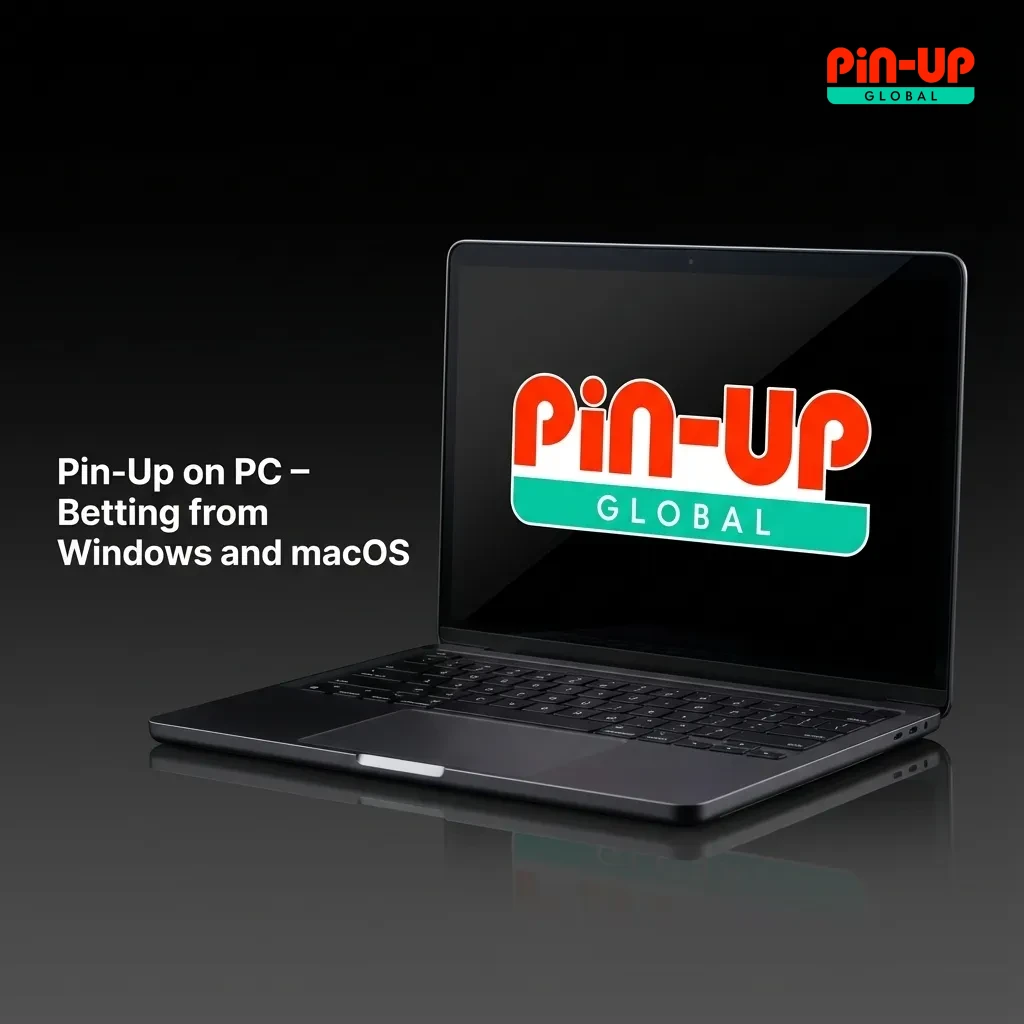 Person using a laptop browser to access the Pin-Up betting website, no desktop app, Windows and macOS logos visible