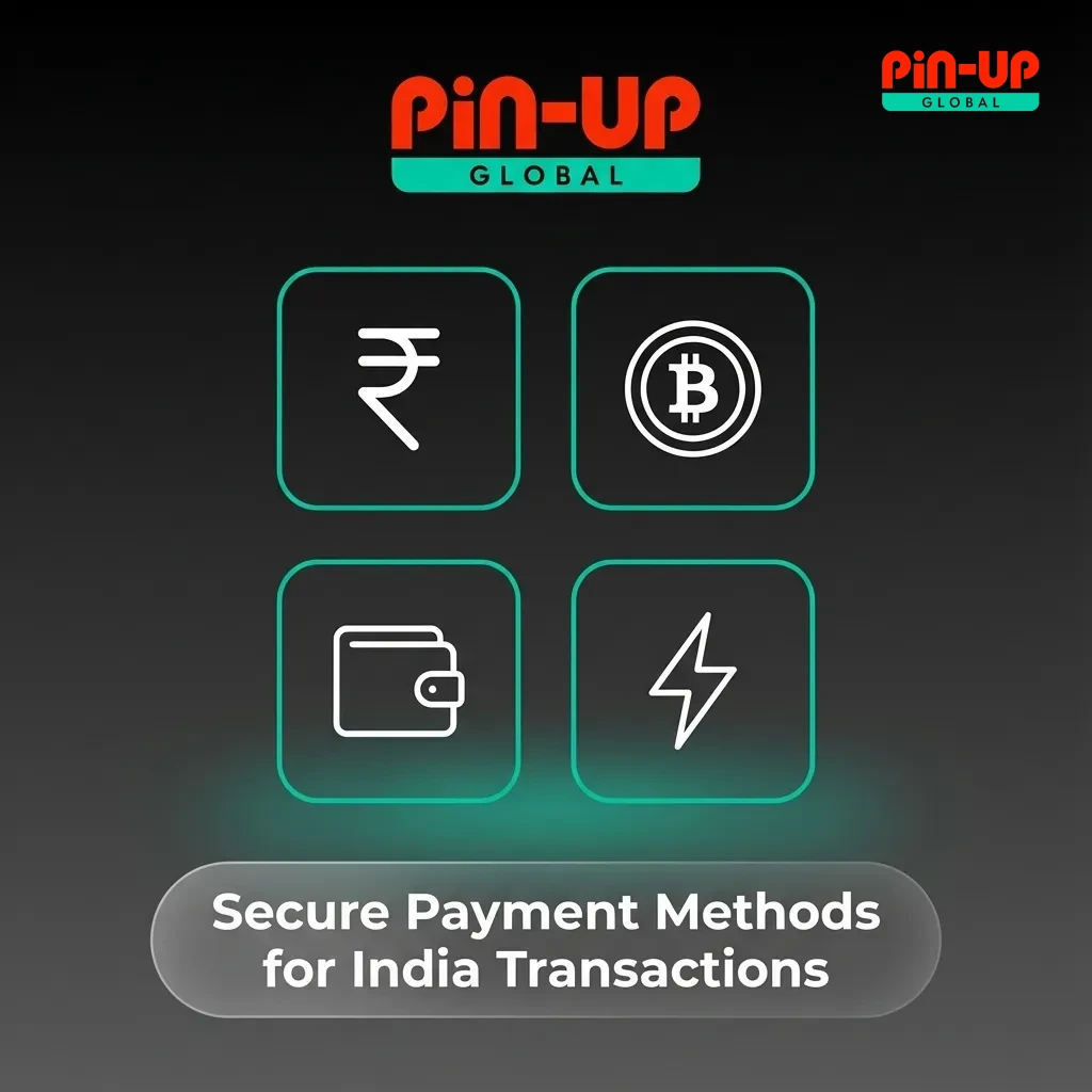 Icons of Indian payment apps, cards, netbanking, and crypto around a shield symbolizing secure encrypted transactions