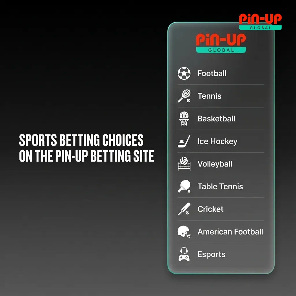 Pin-Up betting site interface showing cricket, football, kabaddi, tennis and other sports betting markets and live odds