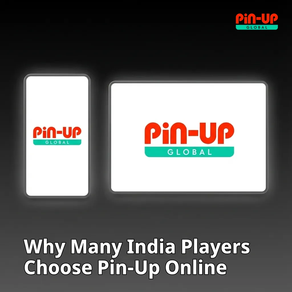 Illustrated Pin-Up India site showing sports bets, casino games, INR payment logos and 24/7 support icons on one interface