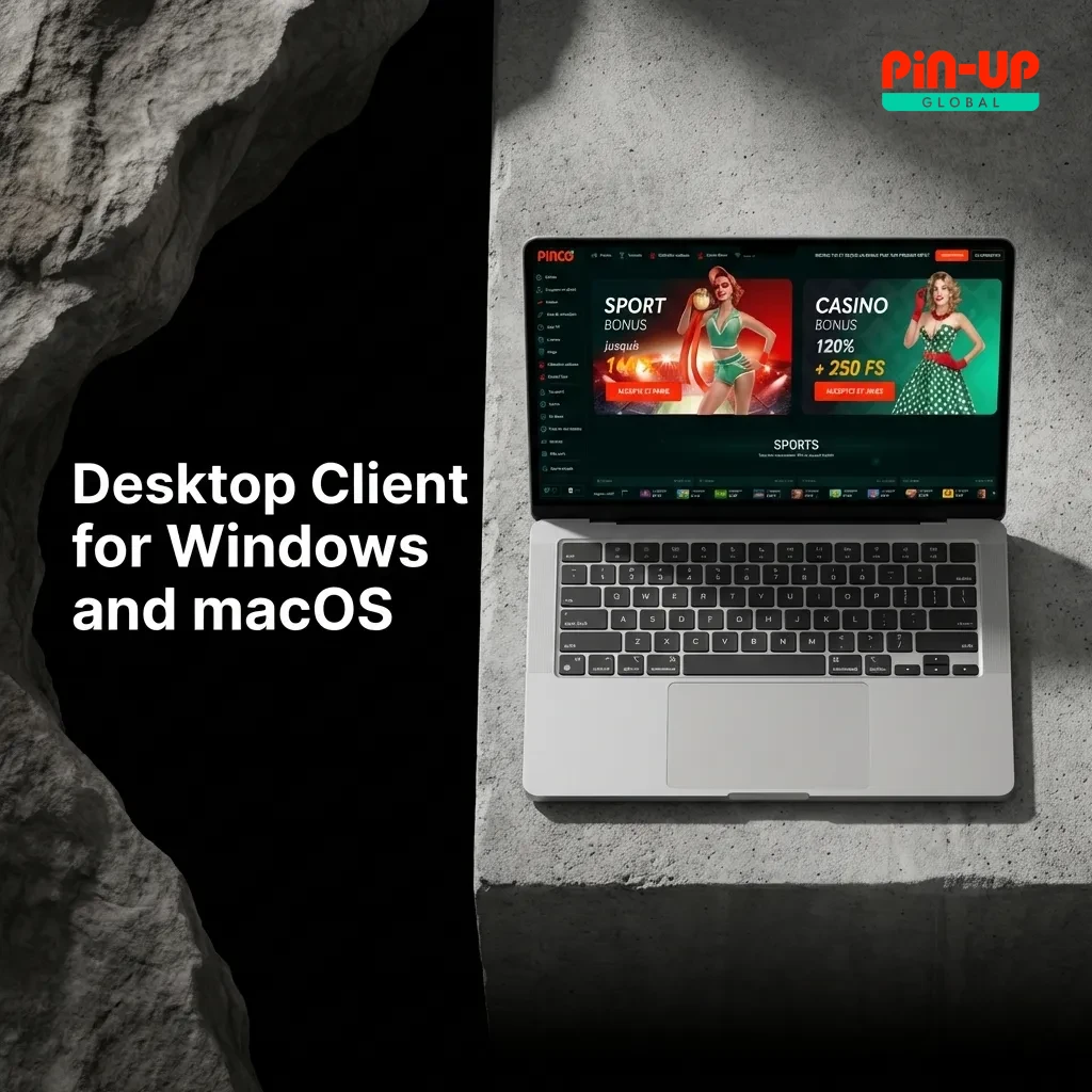 Desktop client download page showing Windows and macOS installer options for enhanced gaming performance