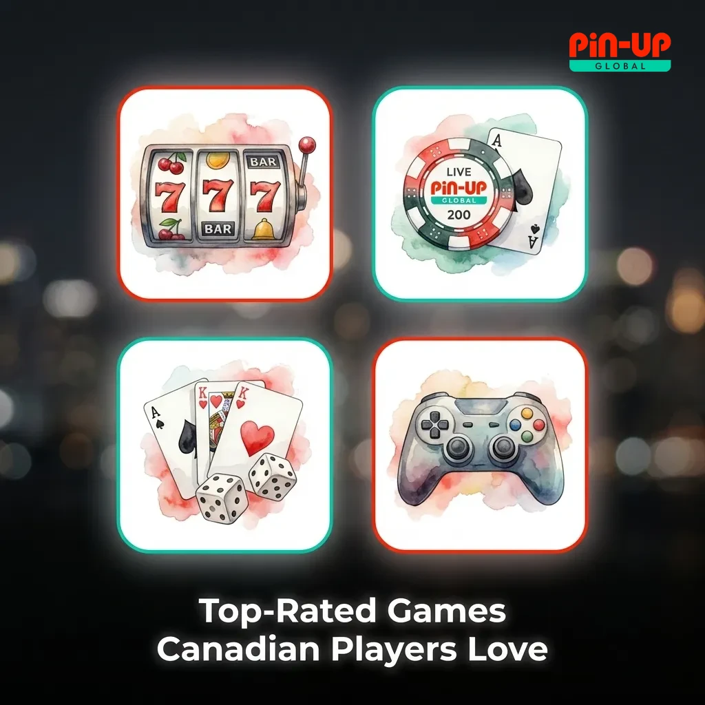 Colorful collage of popular casino game logos including Book of Dead, Starburst, and Mega Moolah slots favored by Canadians